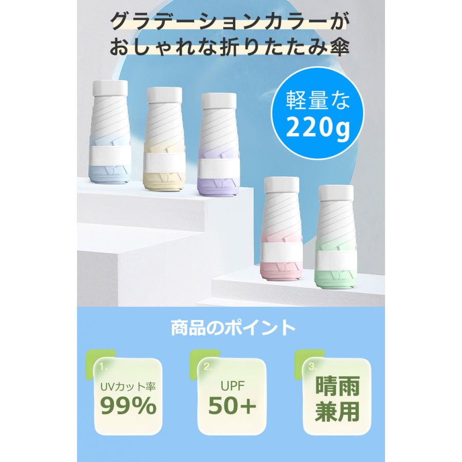 日傘 完全遮光 折りたたみ 軽量 晴雨兼用 折りたたみ日傘 「きれいだね」って褒められる自慢の色彩日傘 UVカット 超小型 レディース コンパクト UV かわいい |  | 01