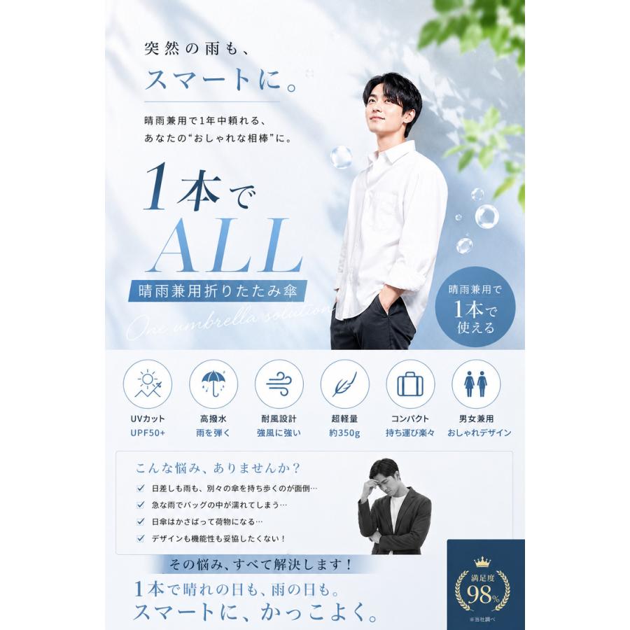 日傘 メンズ 軽量 ＼3点目99％オフ★2点目半額クーポン／ 折りたたみ 完全遮光 晴雨兼用 メンズ日傘 折りたたみ傘 レディース 傘 UVカット コンパクト UV |  | 11