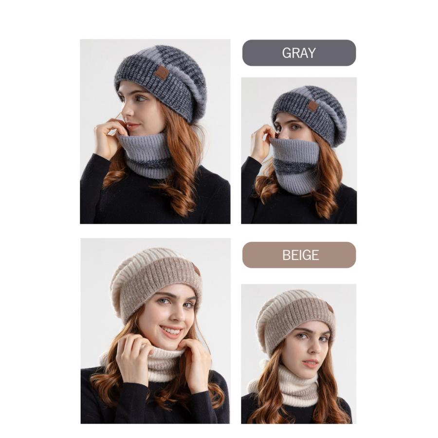 ニット帽 ネックウォーマー セット 帽子 冬 レディース 耳当て 裏起毛 あったか 温活 ニット帽子 防寒  防寒帽子 ロゴ付き  おしゃれ かわいい 伸縮性 |  | 09