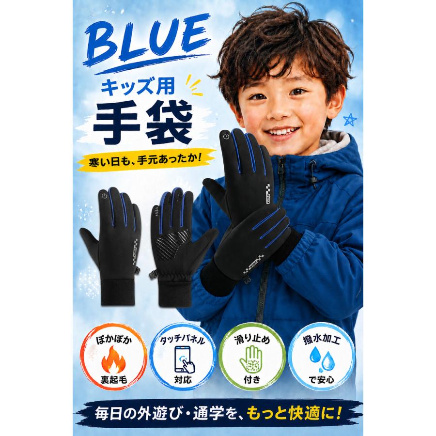 手袋 キッズ 女の子 男の子 子供 ＼3点目99％OFF★2点目半額クーポン／ 防寒 撥水 サッカー 自転車 ジュニア スマホ手袋 スキー スノボー スポーツ 小学生 |  | 15