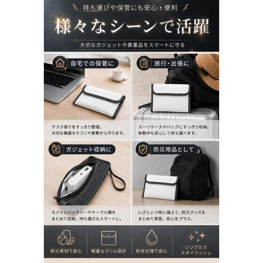 モバイルバッテリー 耐火ポーチ 耐火バッグ 耐火ケース 耐火袋 防火ポーチ ＼2個目半額クーポン／ 発火対策 難燃 UL94 V-0 飛行機 旅行 Barsado |  | 15