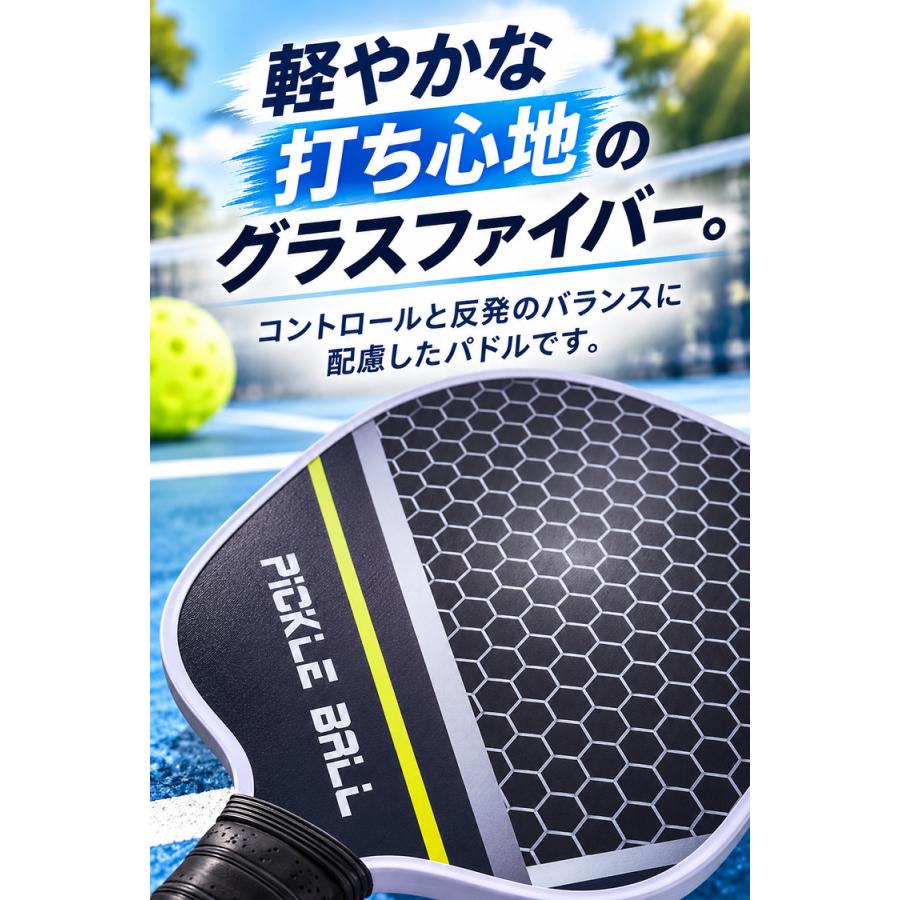 ピックルボール パドル 2本 セット パドルセット ラケット ボール4個 ケース 収納バッグ付 グラスファイバー 屋内 屋外 初心者 はじめ方ガイド 12デザイン 家族 |  | 07