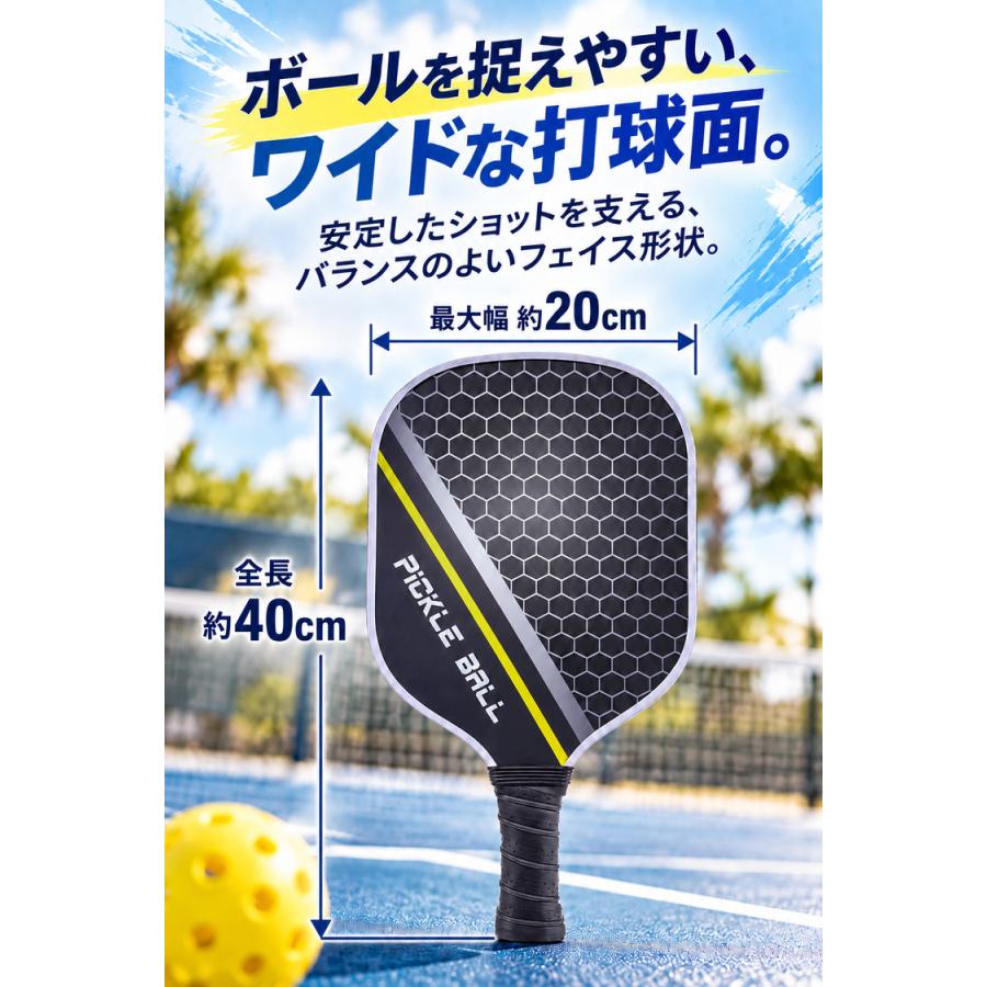 ピックルボール パドル 2本 セット パドルセット ラケット ボール4個 ケース 収納バッグ付 グラスファイバー 屋内 屋外 初心者 はじめ方ガイド 12デザイン 家族 |  | 08