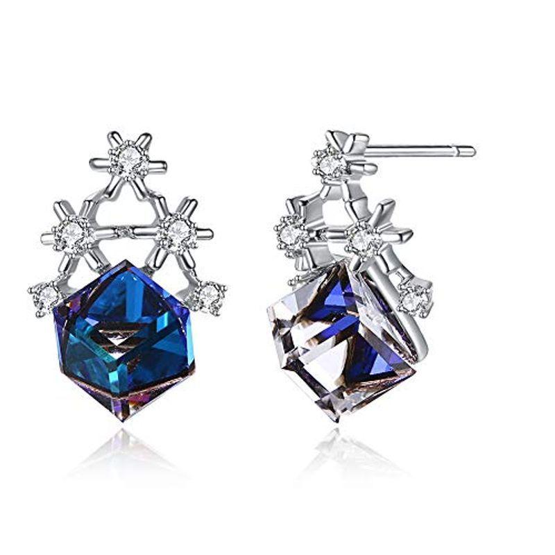 Rockyu ブランド スワロフスキー レディースピアス 人気 雪華 シンプル 青 オパール スタンドピアス シルバー925 金属アレルギー Mwqevzv5il Bmpestate Com