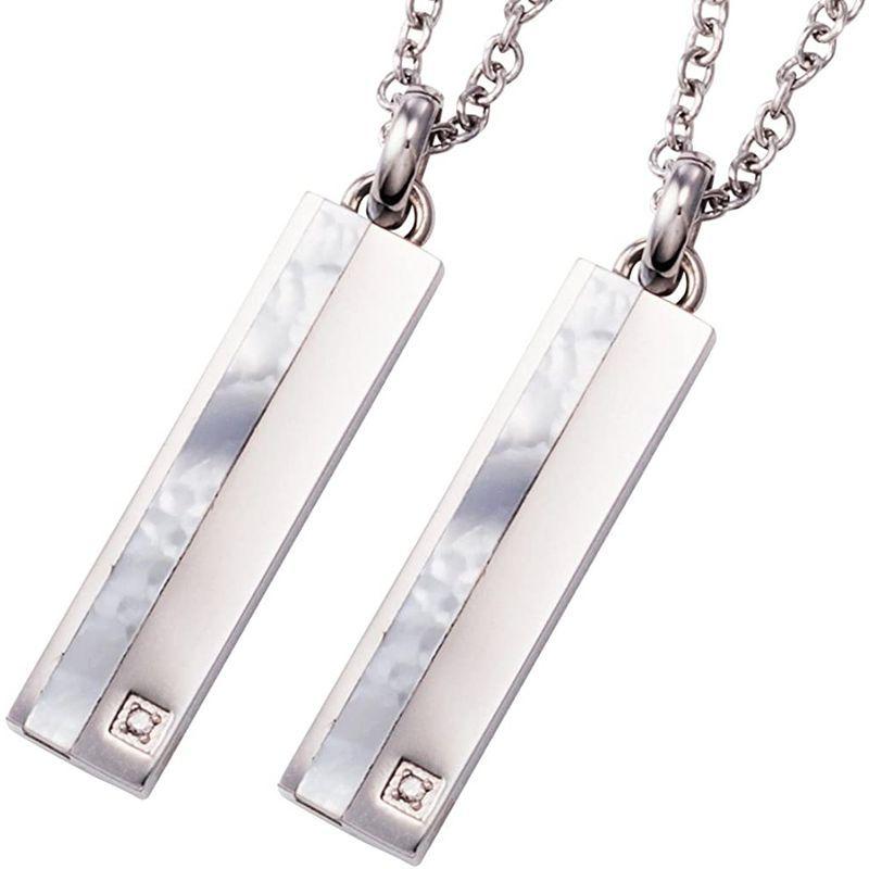 ホワイトクローバー ペアネックレス サージカルステンレス316L ダイヤモンド シェル プレート シルバー&シルバー 4SUP064SV& J1112014428(10110円)