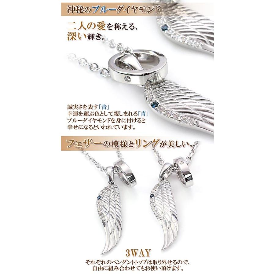 ペアネックレス プレゼント カップル ネックレス ブルーダイヤモンド