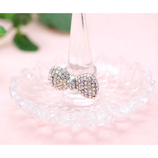 リボンの指輪 キラキラ 指輪 リボン リング 大きい 大ぶり 可愛い