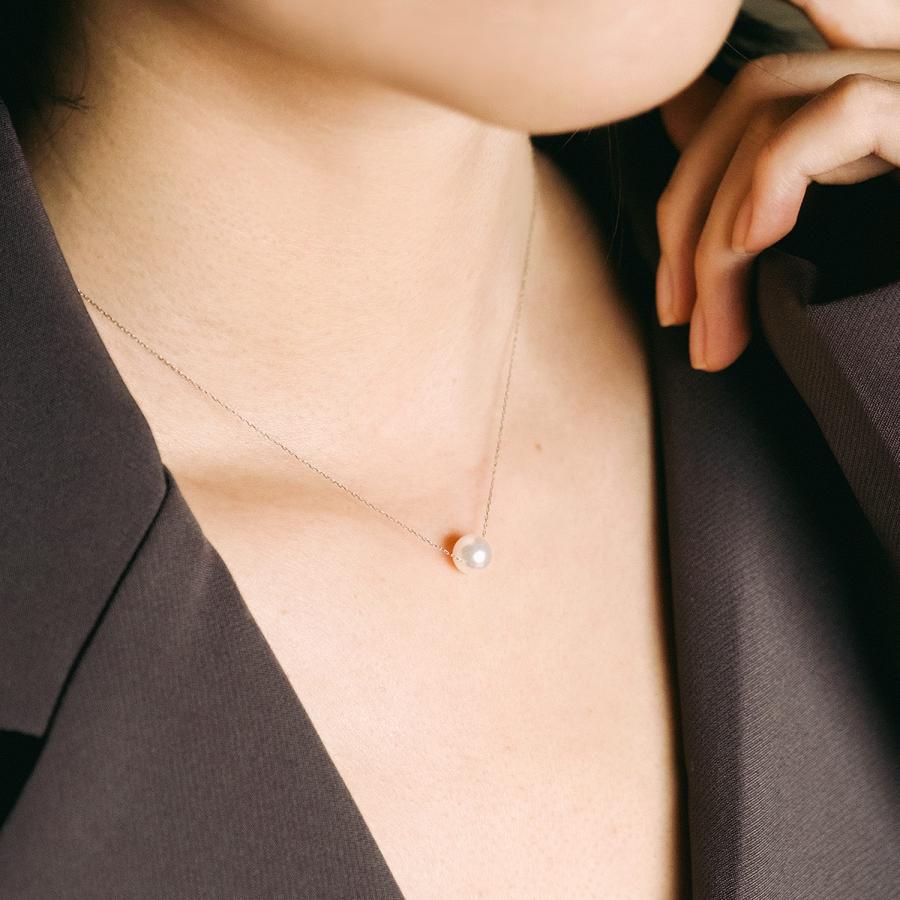アコヤ真珠 ネックレス 一粒 パール レディース 10K K10 ホワイト