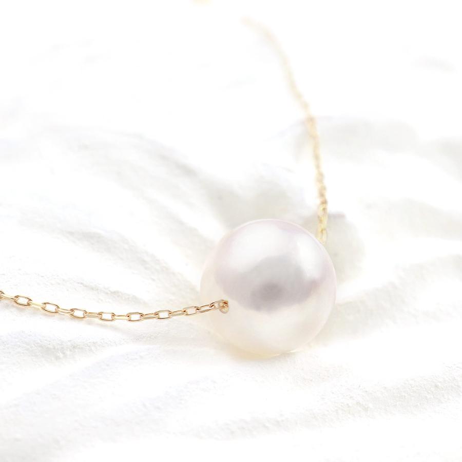 パールネックレス 一粒 シンプル 10K イエローゴールド あこや真珠 7.5
