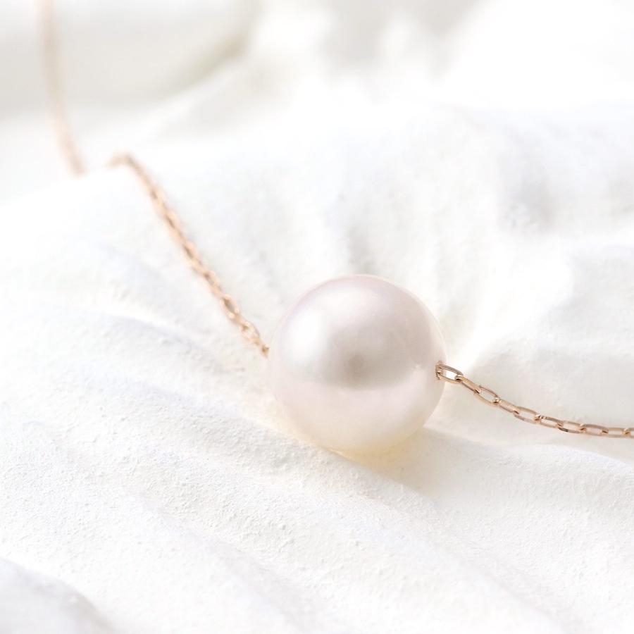 真珠 ネックレス 一粒 7mm 10金 ピンクゴールド 10K K10 レディース