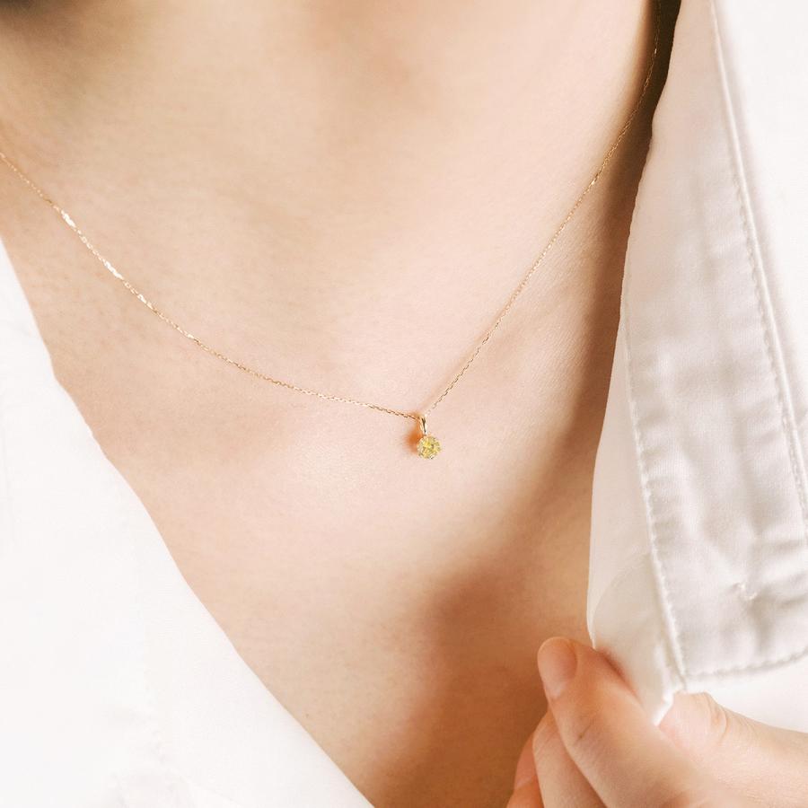 シトリン ネックレス シンプル 一粒 イエローゴールド 10金 レディース