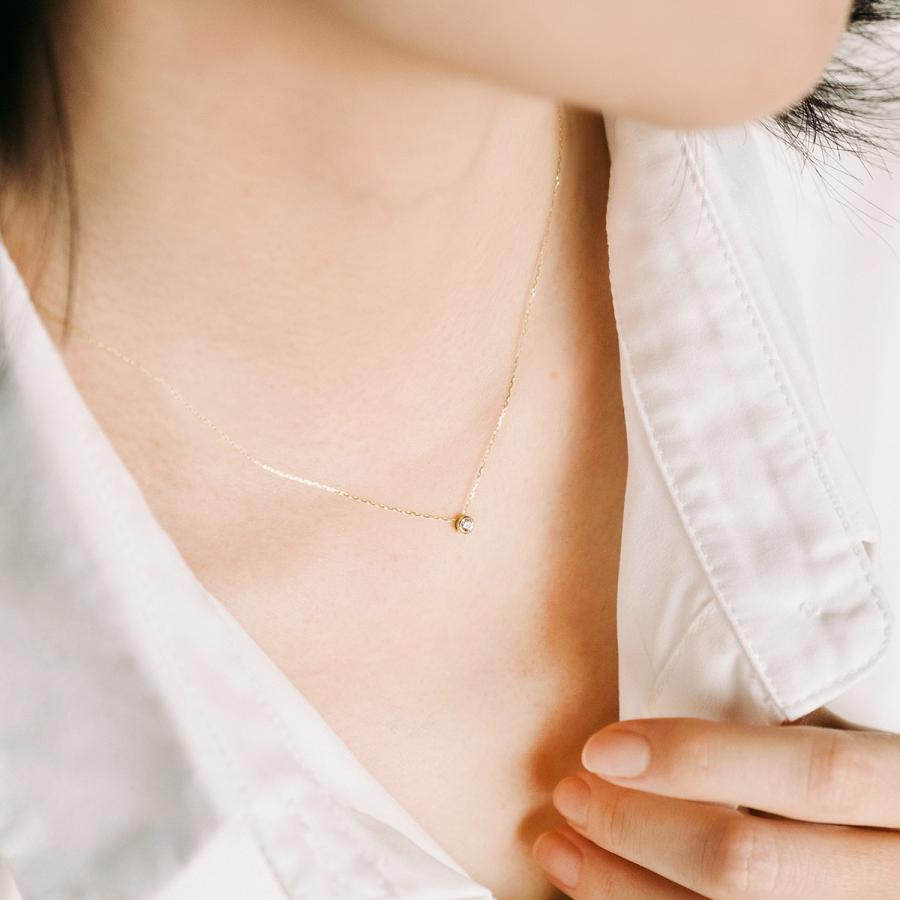 4℃ k18 イエローゴールド1粒 ダイヤネックレス18金