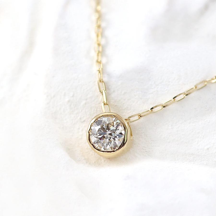 ダイヤモンドネックレス 一粒 イエローゴールド 18金 ソリテール