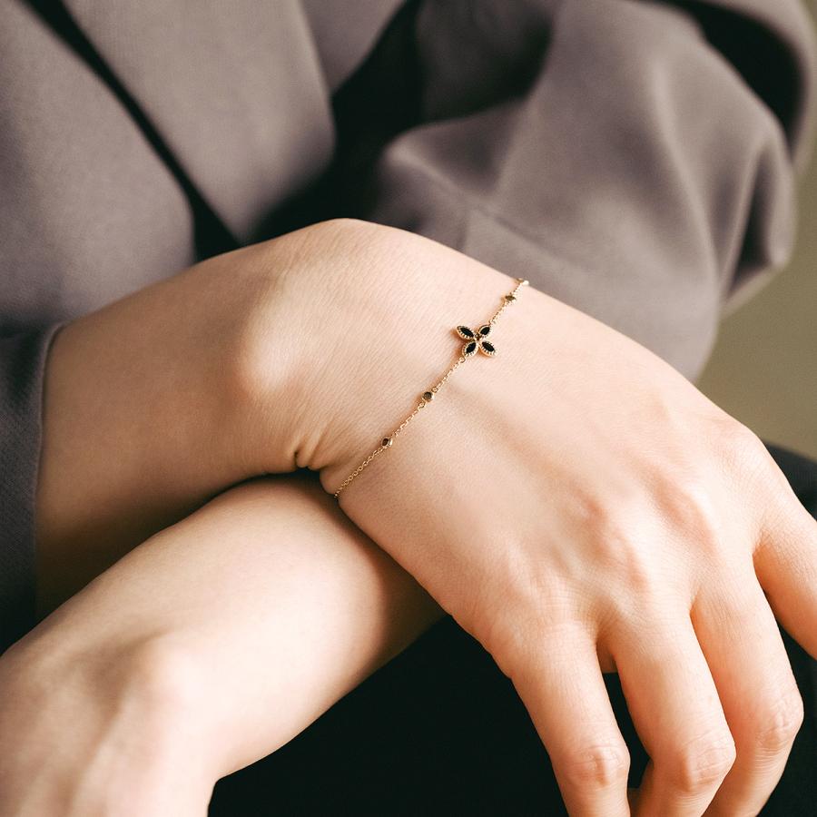 ブレスレット レディース イエローゴールド 10金 オニキス スモーキー