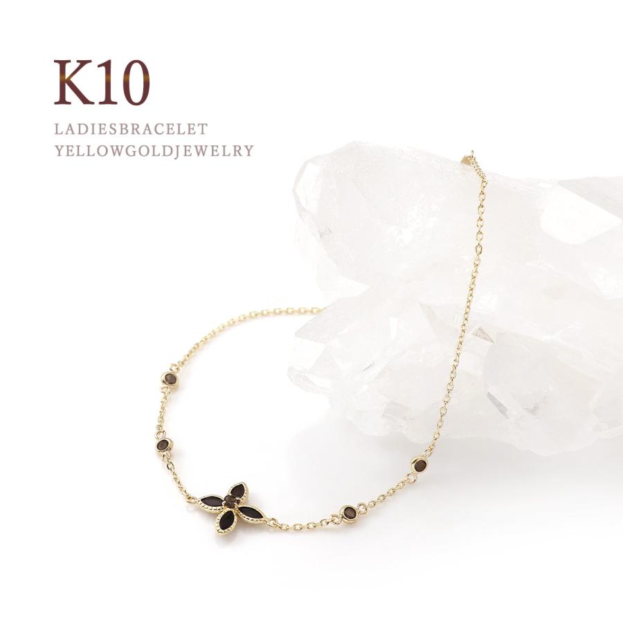 ブレスレット レディース イエローゴールド 10金 オニキス スモーキー