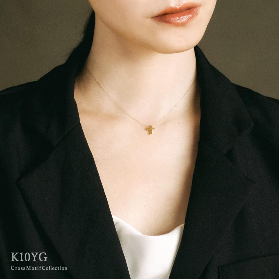 イエローゴールド K10 ネックレス クロス トップ 40cm レディース K10 ネックレス クロス 十字架 10金 ゴールド 10k K10 40cm 華奢