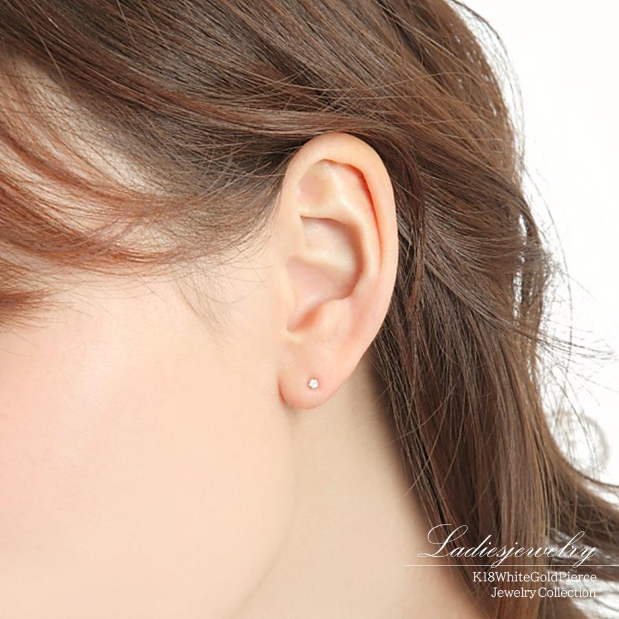 ピアス 18金 ダイヤモンド レディース K18 18K ホワイトゴールド 