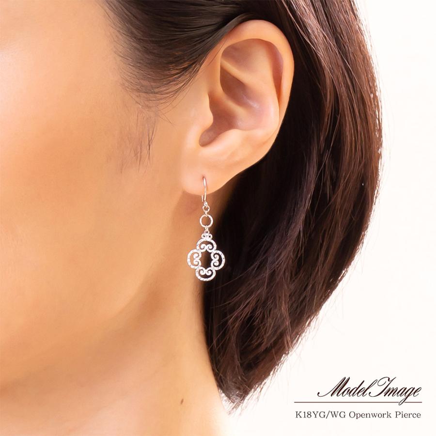 ピアス 18金 レディース 18K イエローゴールド ホワイトゴールド 女性