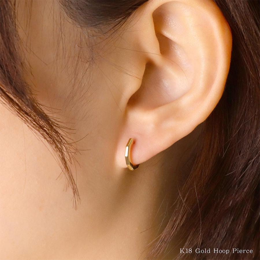 ピアス 18金 フープ 小さめ レディース 18K イエローゴールド K18