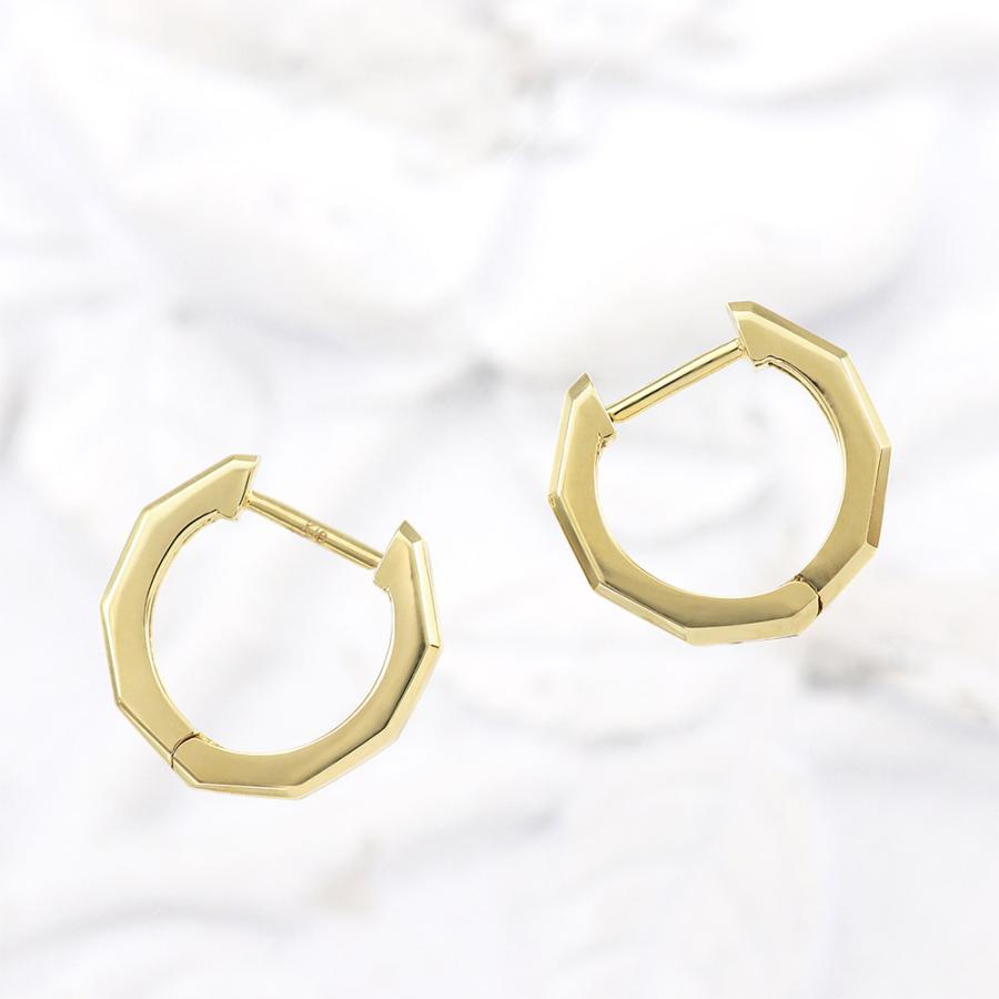ピアス 18金 フープ 小さめ レディース 18K イエローゴールド K18
