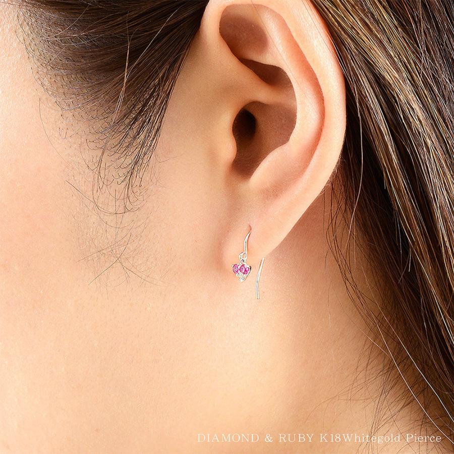 k18ダイヤルビーピアス - ピアス(両耳用)