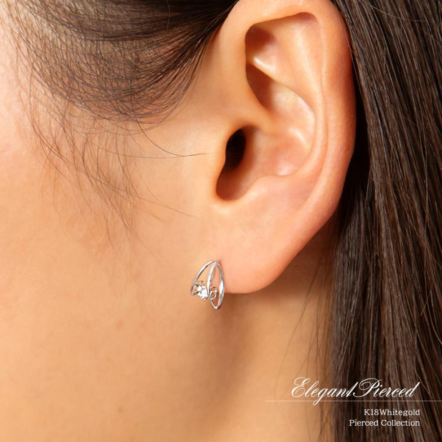 ピアス 18金 ダイヤ レディース ダンシングストーン ダイヤモンド  