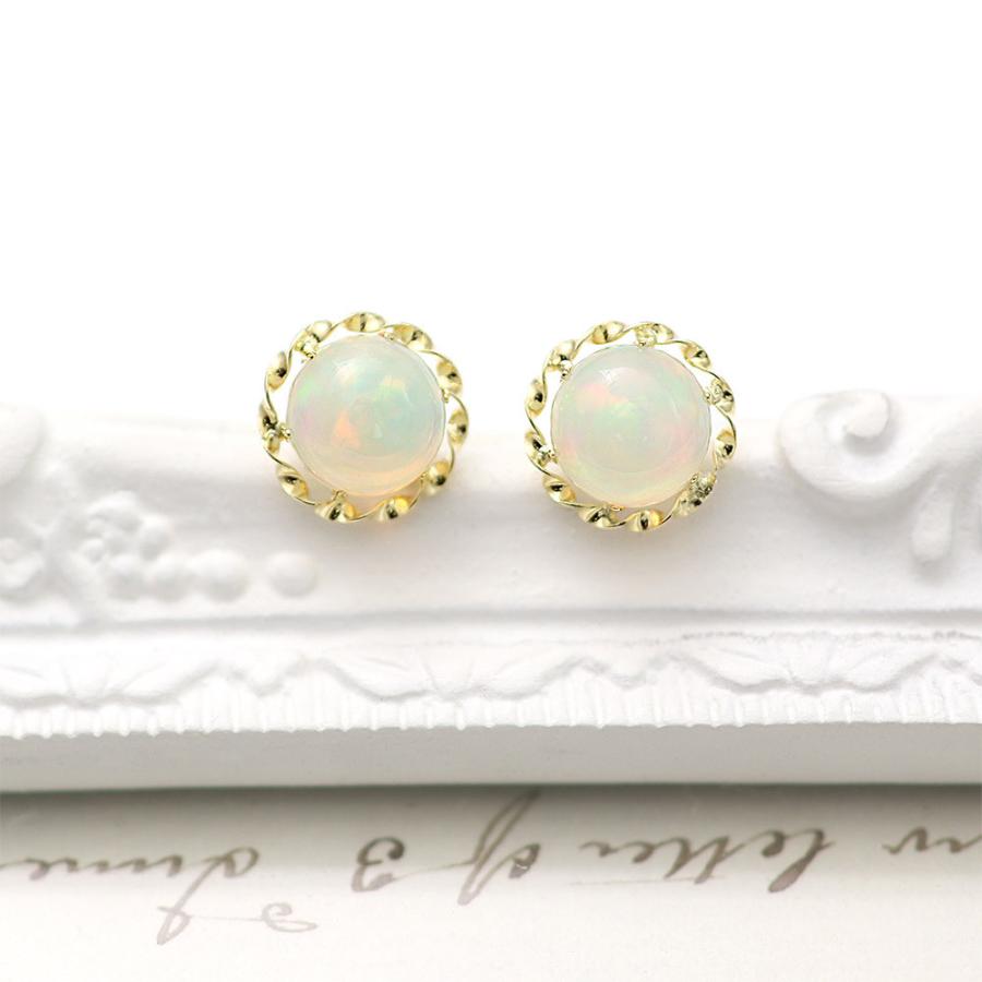 ピアス 18金 オパール レディース 18k ゴールド 小ぶり K18 誕生日