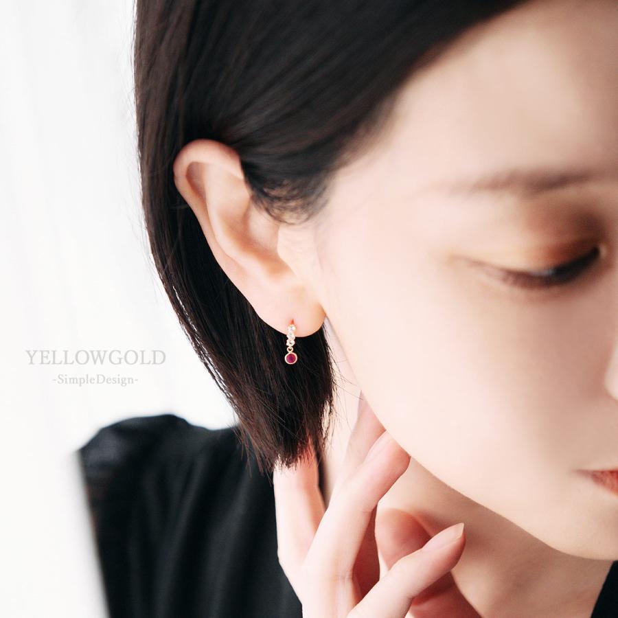 7月誕生石 ルビー ピアス 18金 レディース K18 トパーズ 18k ゴールド