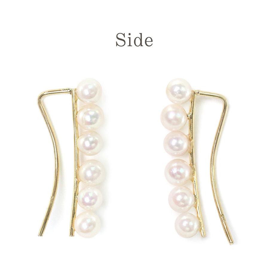 18金 イヤークライマーピアス パール アコヤ真珠 18k レディース