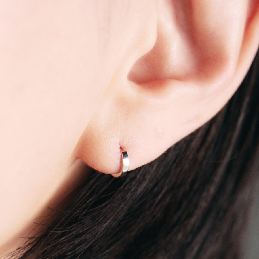 フープピアス 小さい ピアス 14金 レディース K14 フープ 14K ホワイト