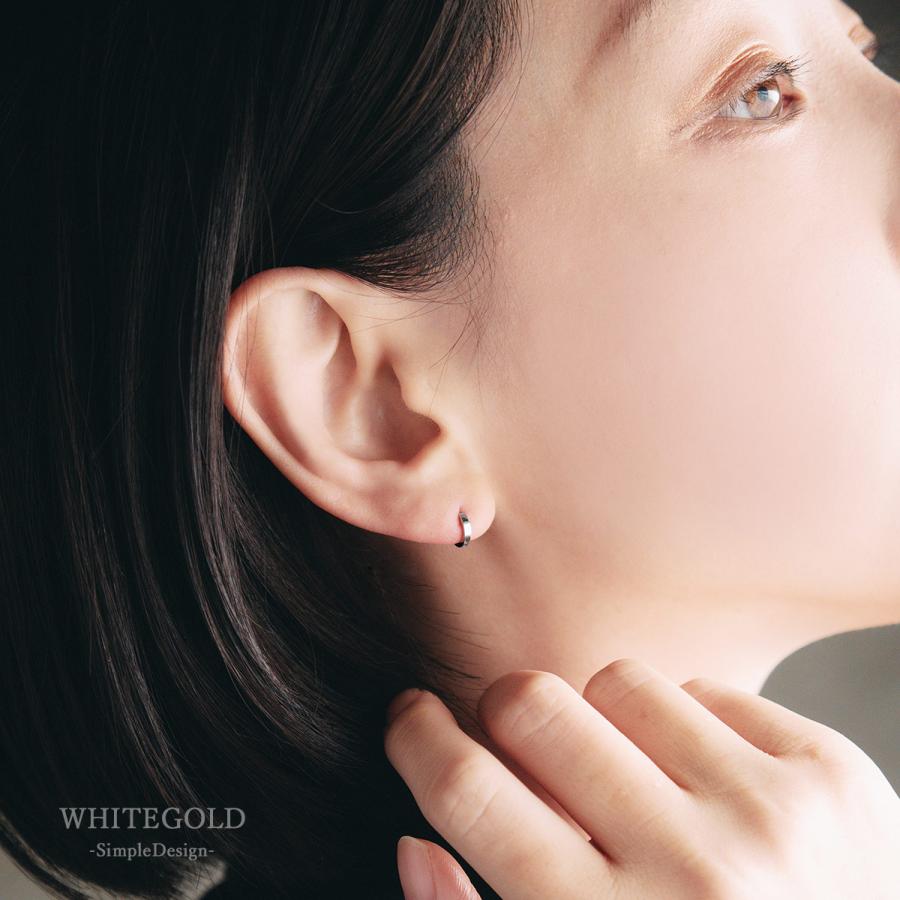 フープピアス 小さい ピアス 14金 レディース K14 フープ 14K ホワイト