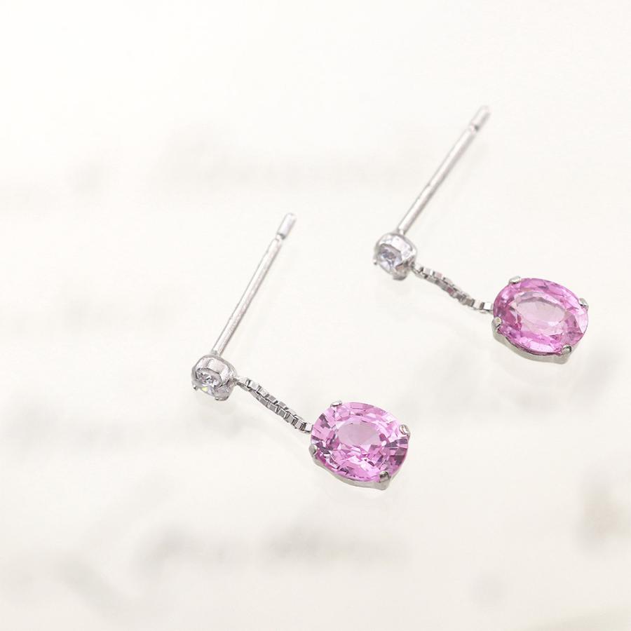 ピアス 18金 レディース 18k ピンクサファイア ダイヤモンド