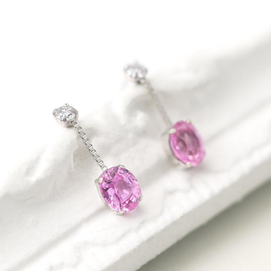 ピアス 18金 レディース 18k ピンクサファイア ダイヤモンド
