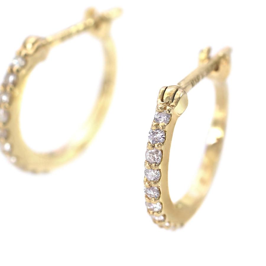 ピアス 18金 フープ ダイヤ レディース 18k ダイヤモンド ゴールド ジュエリー K18 フープピアス リング 輪っか プレゼント 彼女 バースデープレゼントの画像