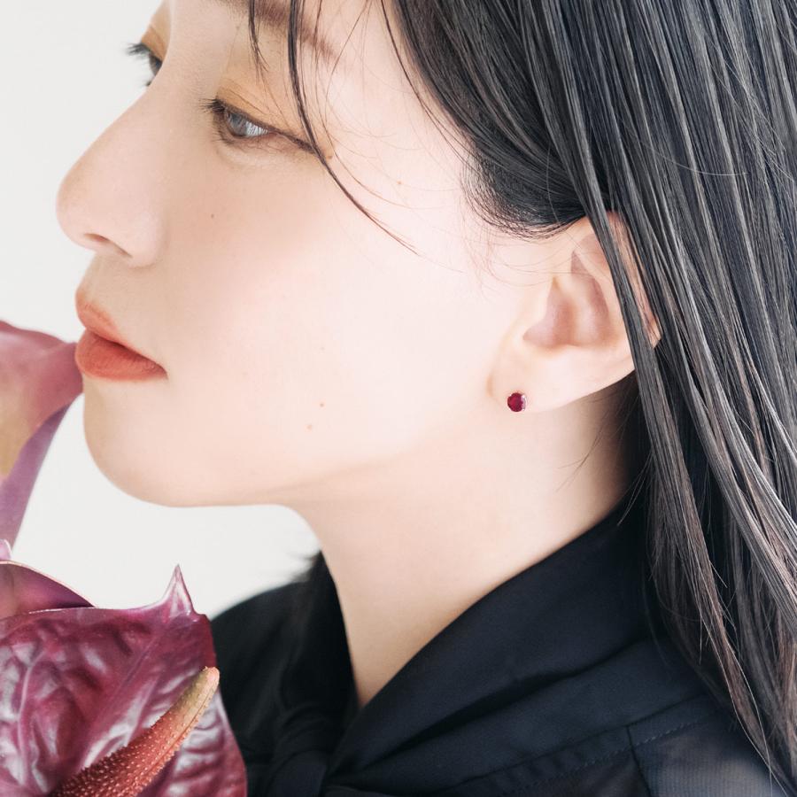 7月誕生石 ピアス 18金 レディース 18k ルビー ホワイトゴールド 一粒