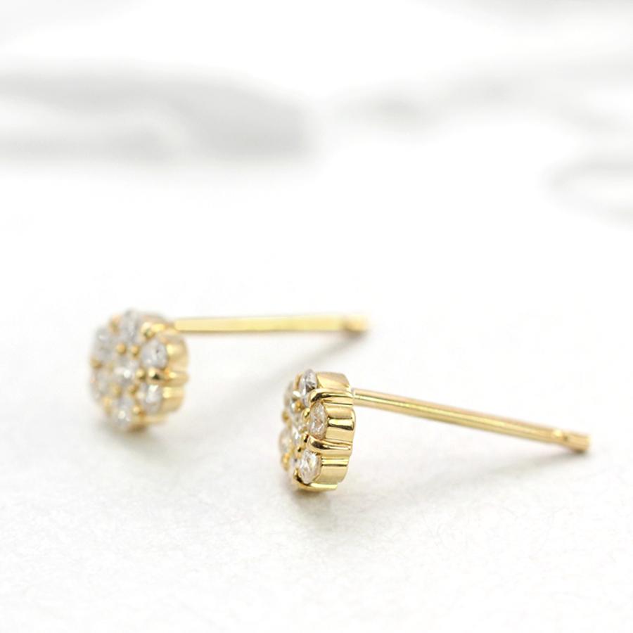 ピアス 18金 ダイヤモンド レディース 18K イエローゴールド K18