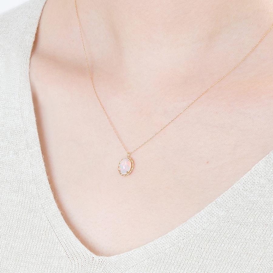未使用 ≪ 上品な 華やかさ ≫ K１８ オパール ネックレス オパールネックレス 18金 レディース 18K イエローゴールド K18 一粒