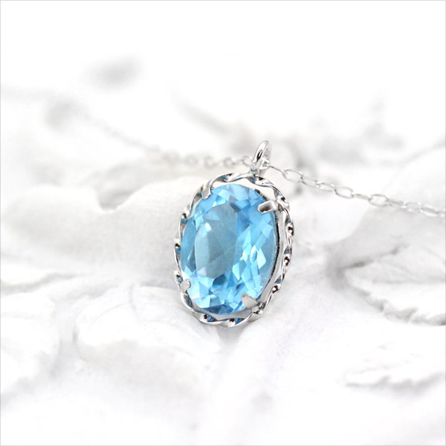 ネックレス レディース 18金 ブルートパーズ K18 一粒 18k