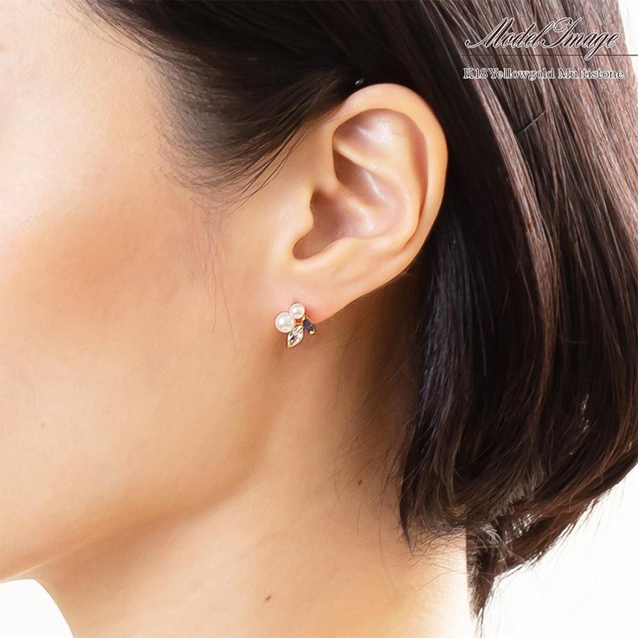 ピアス レディース 18金 あこや真珠 サファイア トパーズ 18k パール 