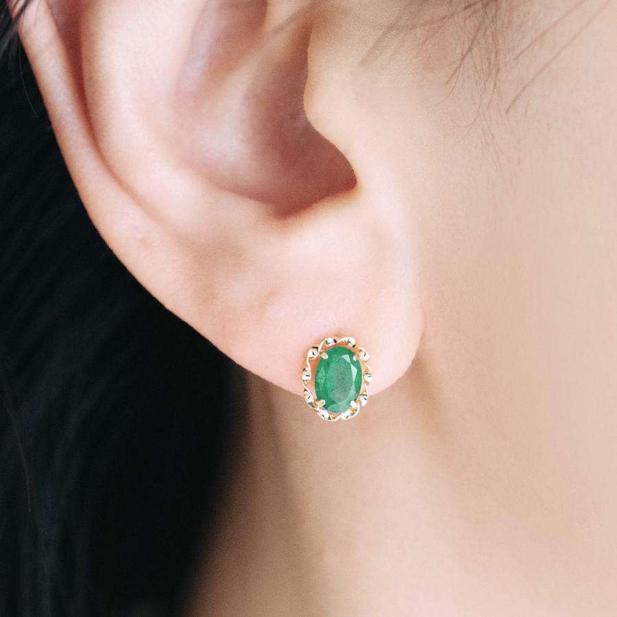 ピアス レディース 18金 エメラルド 18k ゴールド ジュエリー