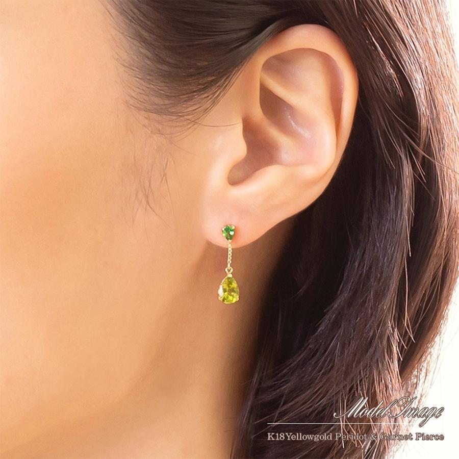 ピアス レディース 18金 ペリドット グリーンガーネット 18k ピアス レディース 18金 ペリドット グリーンガーネット 18k