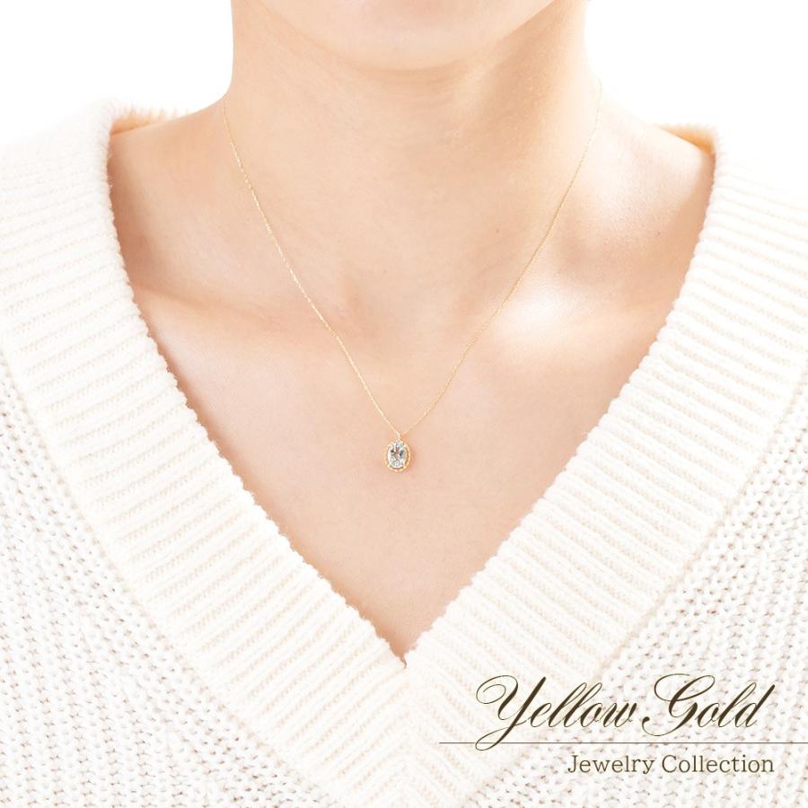 3月誕生石 ネックレス レディース 18金 アクアマリン 18k プレゼント 