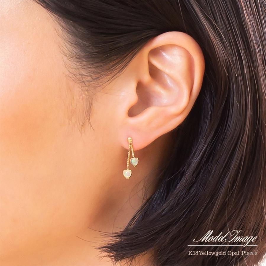 ピアス レディース 18金 オパール 18k ハート K18 ジュエリー ゴールド 