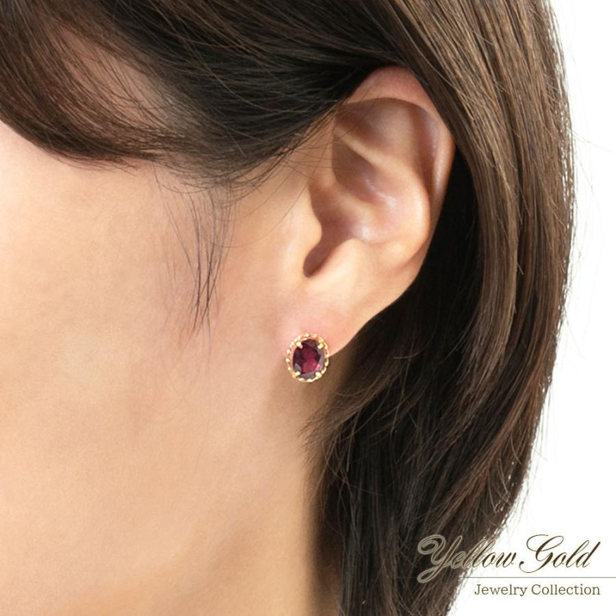ピアス レディース 18金 ロードライトガーネット 18k ガーネット