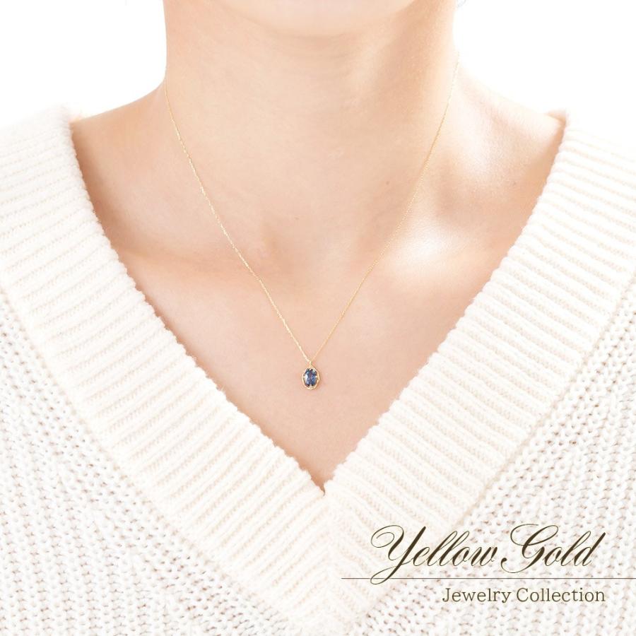 ネックレス レディース 18金 サファイア 18k ゴールド 一粒