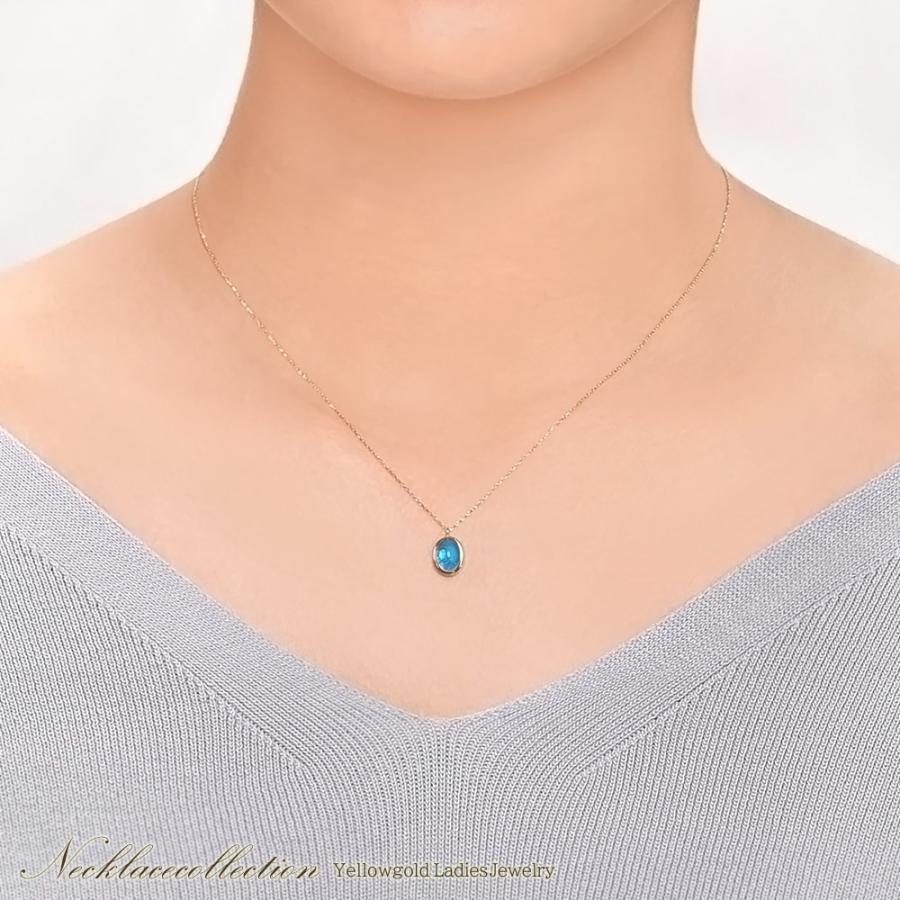 ネックレス レディース 18金 ブルートパーズ シンプル 18K ネックレス レディース 18金 ブルートパーズ シンプル 18K