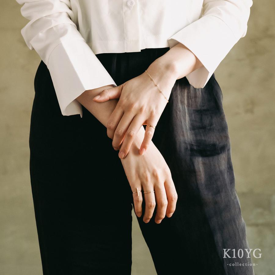 【美品】K10 YG 2連 ツイストピンキーリング 4号 重ね付け 華奢 K10 シンプルツイスト レイヤード 2連ピンキーリング(5号) ジュエリー