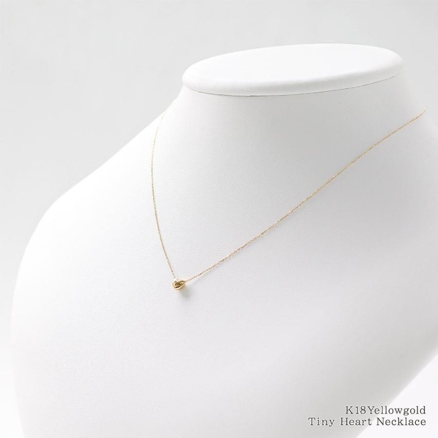 ロングネックレス 18金 ハート 45cm 長い レディース 18K K18 イエロー