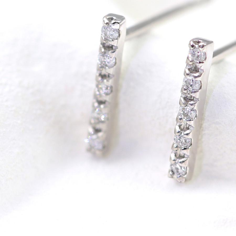 pt900 ダイヤモンドバーピアス プラチナピアス ダイヤモンド シンプル バー レディース Pt900