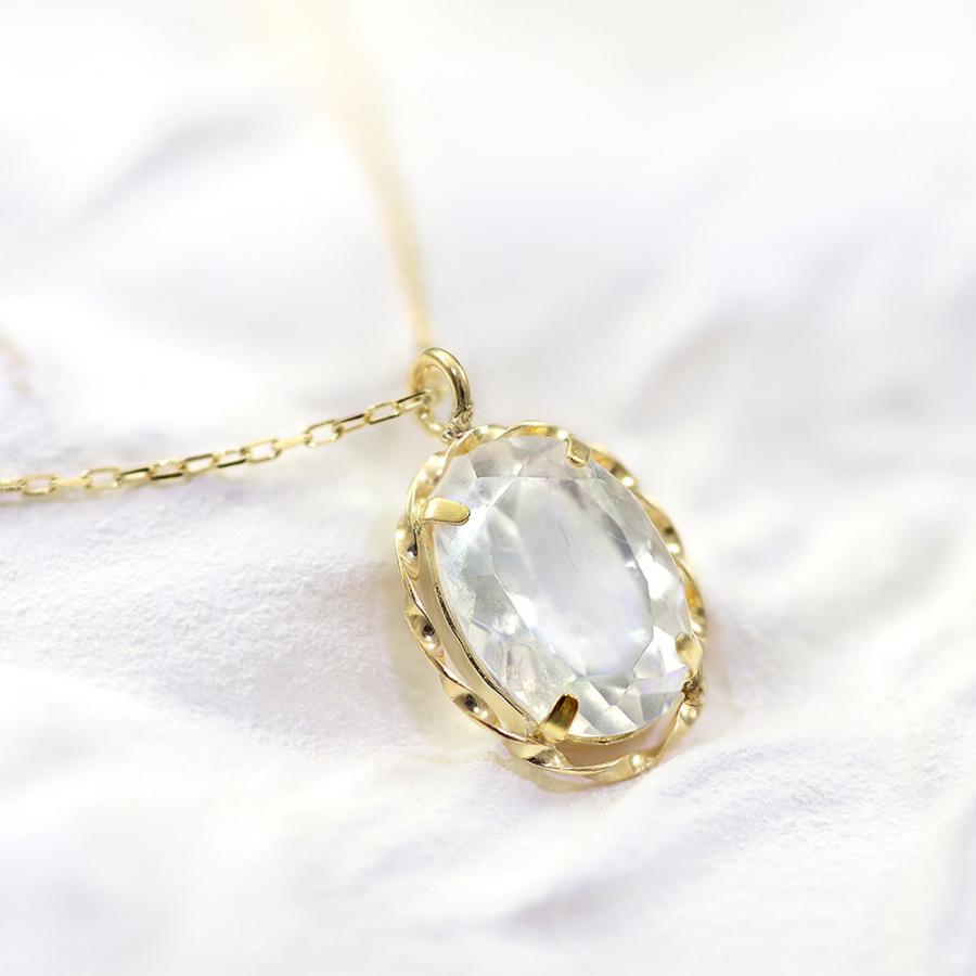 18金 ネックレス レディース ブルームーンストーン 18K イエロー 